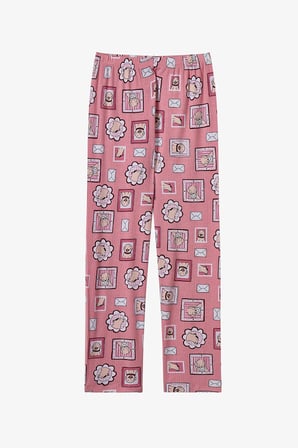 Kız Çocuk Pembe Kind Mailing Köpek Desenli Uzun Kollu Gömlek Pantolon Pijama Takımı
