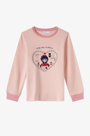 Kız Çocuk Açık Pembe Snailmail Uzun Kollu Pijama Takımı