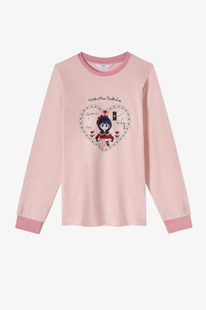 Kız Çocuk Açık Pembe Snailmail Uzun Kollu Pijama Takımı