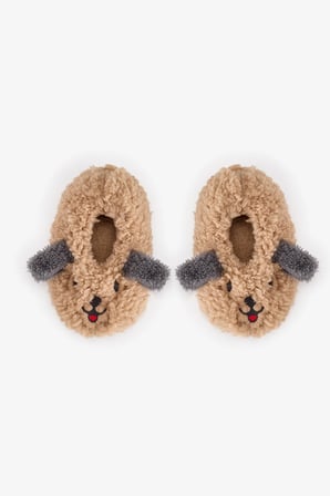 Erkek Çocuk Bej Fluffy Dog Kedi Desenli Dokulu Patik