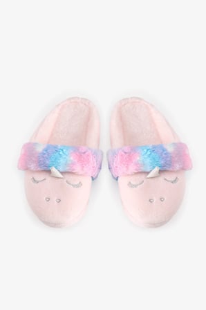 Kız Çocuk Pembe Puffy Unicorn Dokulu Terlik