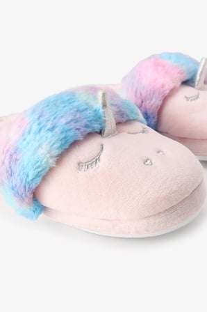 Kız Çocuk Pembe Puffy Unicorn Dokulu Terlik