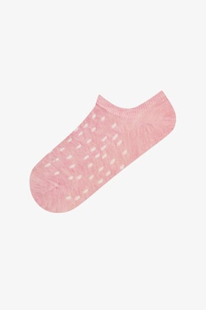Pembe Beyaz Trendy Pattern Çizgili Pamuklu 5 Çift Sneaker Çorap