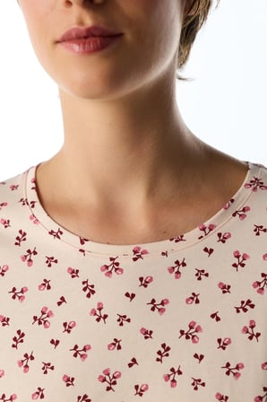 Açık Pembe Petal Çiçekli Uzun Kollu Pantolon Pijama Takımı