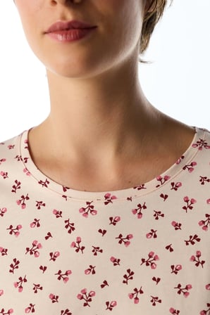 Açık Pembe Petal Çiçekli Uzun Kollu Pantolon Pijama Takımı