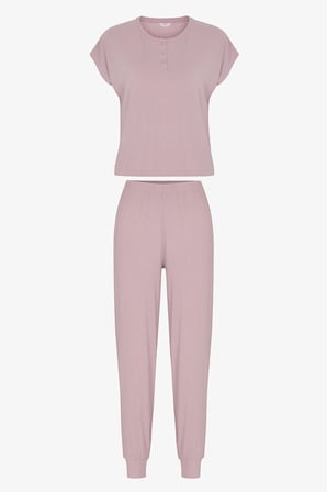 Lila Midnight Fitilli Pantolon Kısa Kollu Pijama Takımı