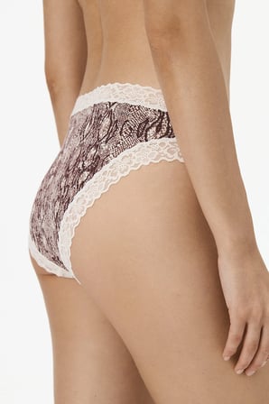 Ekru Rahat Pamuklu Yılan Desenli Slip Külot