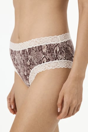 Ekru Comfy Pamuklu Cheeky Yılan Desenli Hipster Külot