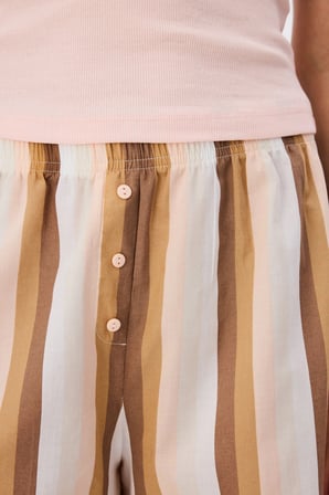 Pembe Isla Çizgili Şort Pijama Takımı