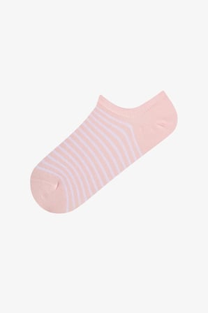 Parlak Blush Çizgili Simli 3 Çift Sneaker Çorap