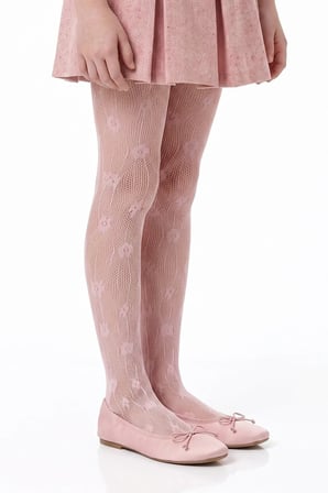 Kız Çocuk Pembe Pretty Floral File Külotlu Çorap