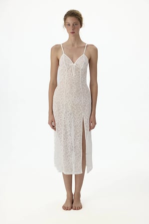 Kırık Beyaz Bridal Delicate Dantelli Gecelik