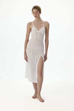 Kırık Beyaz Bridal Delicate Dantelli Gecelik