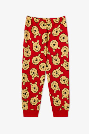Kız Çocuk Kırmızı Winnie The Pooh Pamuklu Kısa Kollu Pijama Takımı