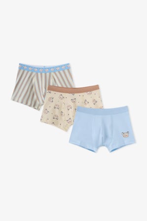 Erkek Çocuk Mavi Cute Animals Pamuklu 3'lü Boxer