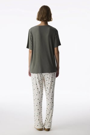 Haki Mama Blossoming Time Puantiye Desenli Pantolon Kısa Kollu Pijama Takımı