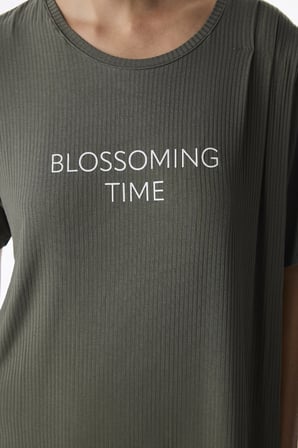 Haki Mama Blossoming Time Puantiye Desenli Pantolon Kısa Kollu Pijama Takımı