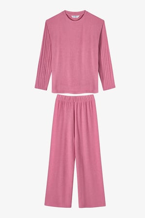 Kız Çocuk Gül Kurusu Rosy Pink Pamuklu Uzun Kollu Pijama Takımı