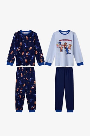 Erkek Çocuk Mavi Capy-Jam Session Pamuklu Uzun Kollu 2'li Pijama Takımı