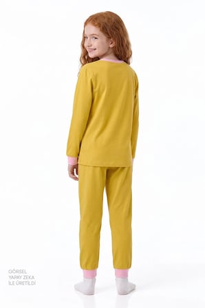 Kız Çocuk Kindly Friends Pamuklu Uzun Kollu 2'li Pijama Takımı