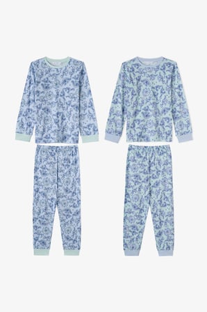 Erkek Çocuk Mavi Historical Dinos Pamuklu Uzun Kollu 2'li Pijama Takımı
