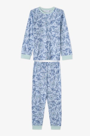 Erkek Çocuk Mavi Historical Dinos Pamuklu Uzun Kollu 2'li Pijama Takımı