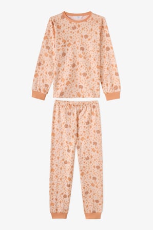 Kız Çocuk Sevimli Leopar Pamuklu Uzun Kollu 2'li Pijama Takımı
