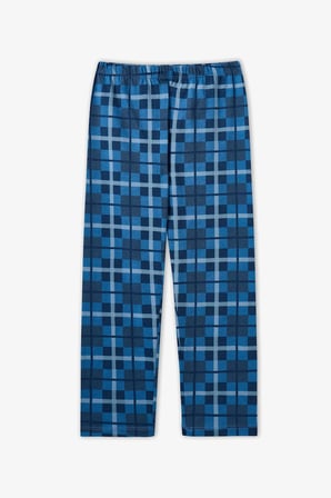 Erkek Çocuk Mavi Book Lovers Ekoseli Pamuklu Düğmeli Uzun Kollu Gömlek Pantolon Pijama Takımı