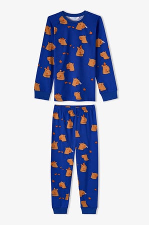 Erkek Çocuk Saks Nap Time Pamuklu Uzun Kollu 2'li Pijama Takımı