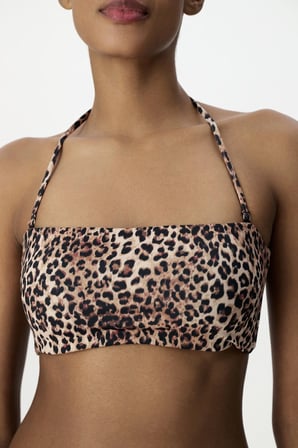 Leo Straplez Leopar Desenli Bikini Üstü