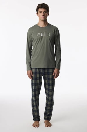Erkek Wild Attitude Ekoseli Pantolon Uzun Kollu Pijama Takımı