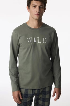 Erkek Wild Attitude Ekoseli Pantolon Uzun Kollu Pijama Takımı