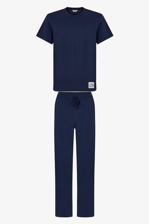 Erkek Lacivert Midnight Forest Pantolon Kısa Kollu Pijama Takımı