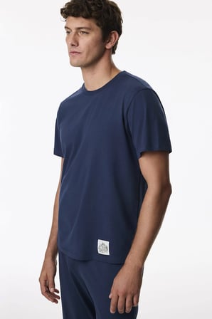 Erkek Lacivert Midnight Forest Pantolon Kısa Kollu Pijama Takımı