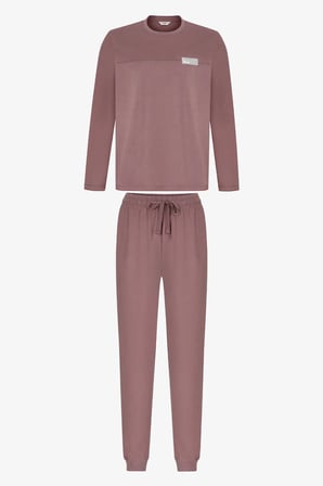 Erkek Kahverengi Doğal Uzun Kollu Jogger Pijama Takımı