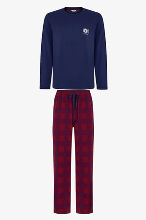 Erkek Echo Block Ekoseli Pantolon Uzun Kollu Pijama Takımı