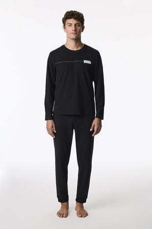 Erkek Siyah Composure Uzun Kollu Jogger Pijama Takımı