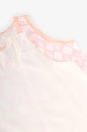 Kız Çocuk Kırık Beyaz Princess Print Çiçekli Pamuklu 2'li Atlet