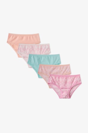 Kız Çocuk Princess Print Çiçekli Pamuklu 5'li Slip Külot