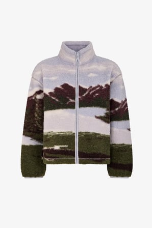 Landscape Baskılı Sherpa Uzun Kollu Ceket