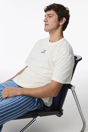 Erkek Refined Çizgili Oversize Pantolon Kısa Kollu Pijama Takımı