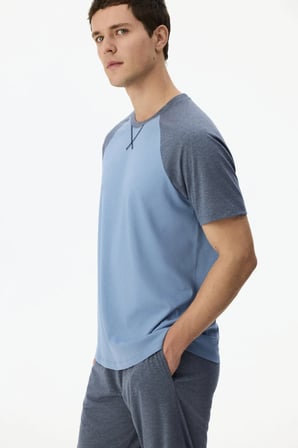 Erkek Tailored Blue Pantolon Kısa Kollu Pijama Takımı