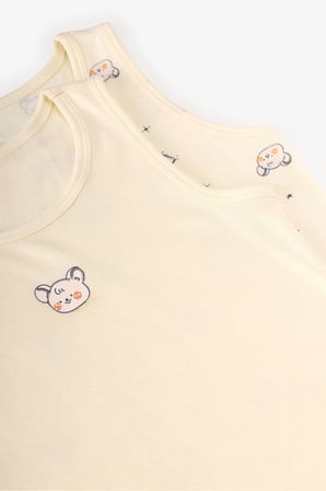 Erkek Çocuk Ekru Cute Animals Unicorn Desenli 2'li Atlet