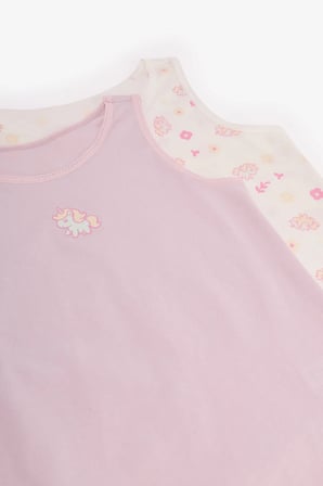 Kız Çocuk Kawaii Unicorn Pamuklu 2'li Atlet