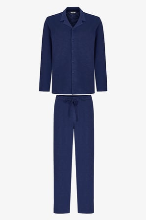 Erkek Lacivert Navy Season Uzun Kollu Gömlek Pantolon Pijama Takımı
