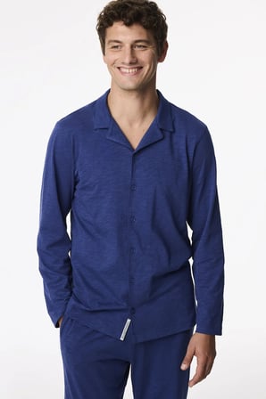Erkek Lacivert Navy Season Uzun Kollu Gömlek Pantolon Pijama Takımı