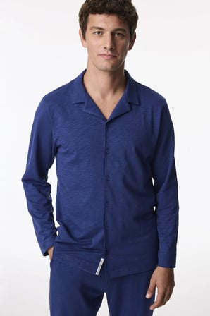 Erkek Lacivert Navy Season Uzun Kollu Gömlek Pantolon Pijama Takımı