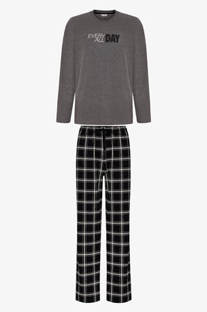 Erkek All Day Ekoseli Pantolon Uzun Kollu Pijama Takımı