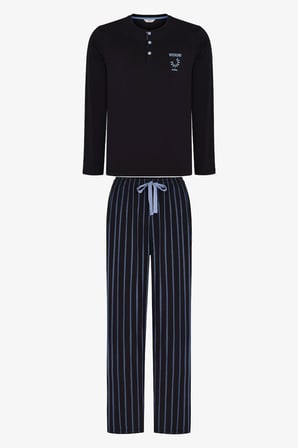 Erkek Nightform Çizgili Pantolon Uzun Kollu Pijama Takımı