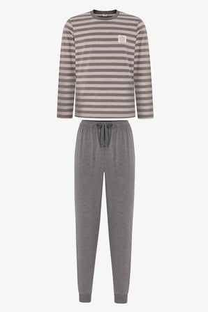 Erkek Weekend Line Çizgili Uzun Kollu Jogger Pijama Takımı
